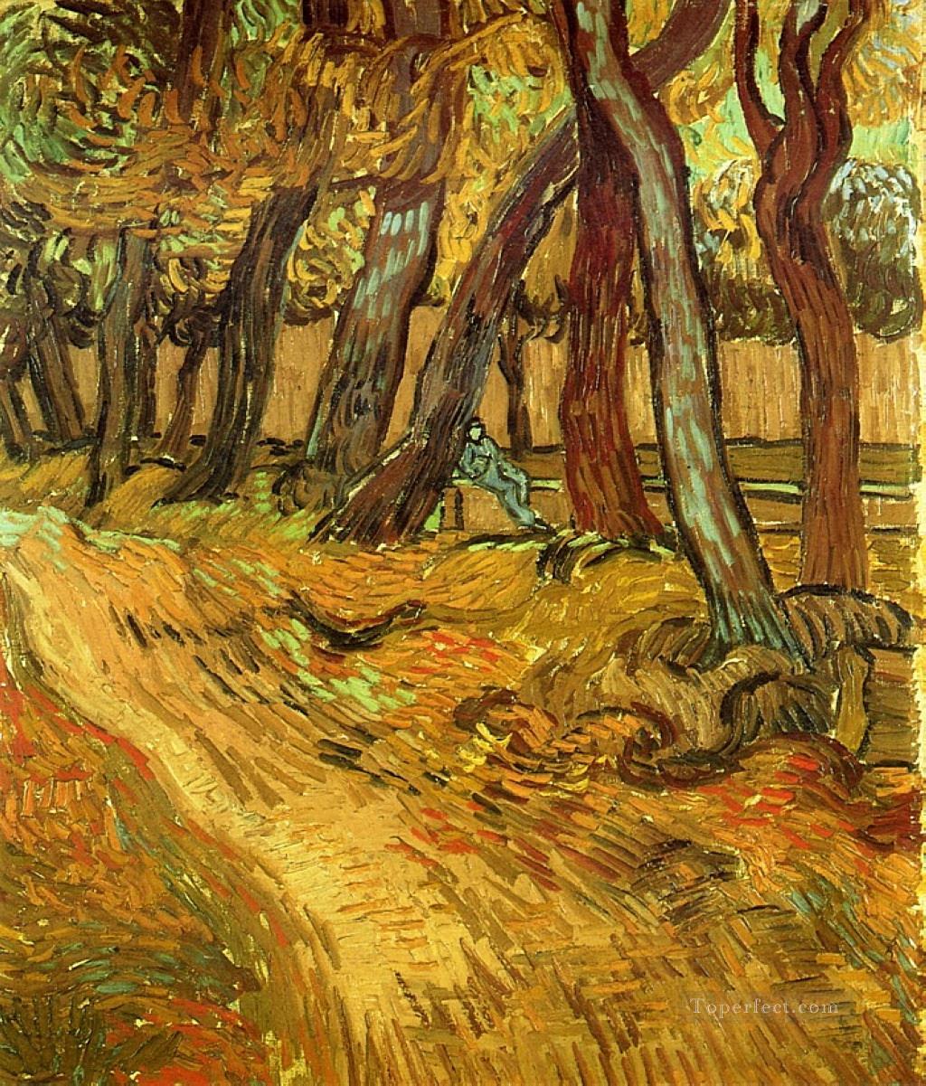 El Jardín del Hospital Saint Paul con la Figura Vincent van Gogh Pintura al óleo
